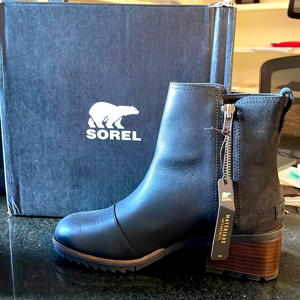 Brand NEW w/TaGs Sorel Cate Bootie Casual Light Rain boots Waterproof black 8.5M